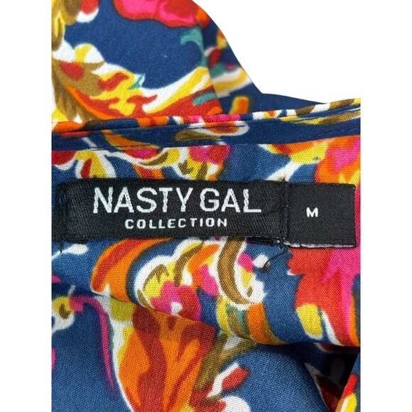 Nasty Gal Multicolor Paisley Print Tie-Front Long Sleeve Blouse Size M - Picture 4 of 8